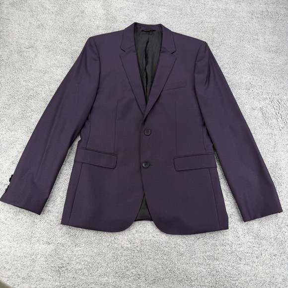 Hugo BOSS Blazer Men 40R Blue Purple Twill Virgin Wool Texture Sport Coat Jacket